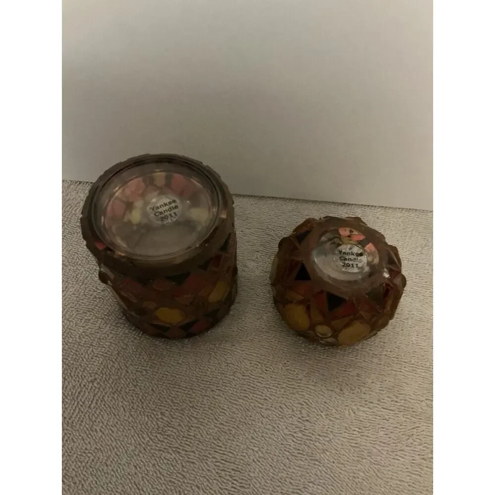 Yankee Candle Set Of 2 Mosaic Leaf Roly Poly Different Sizes